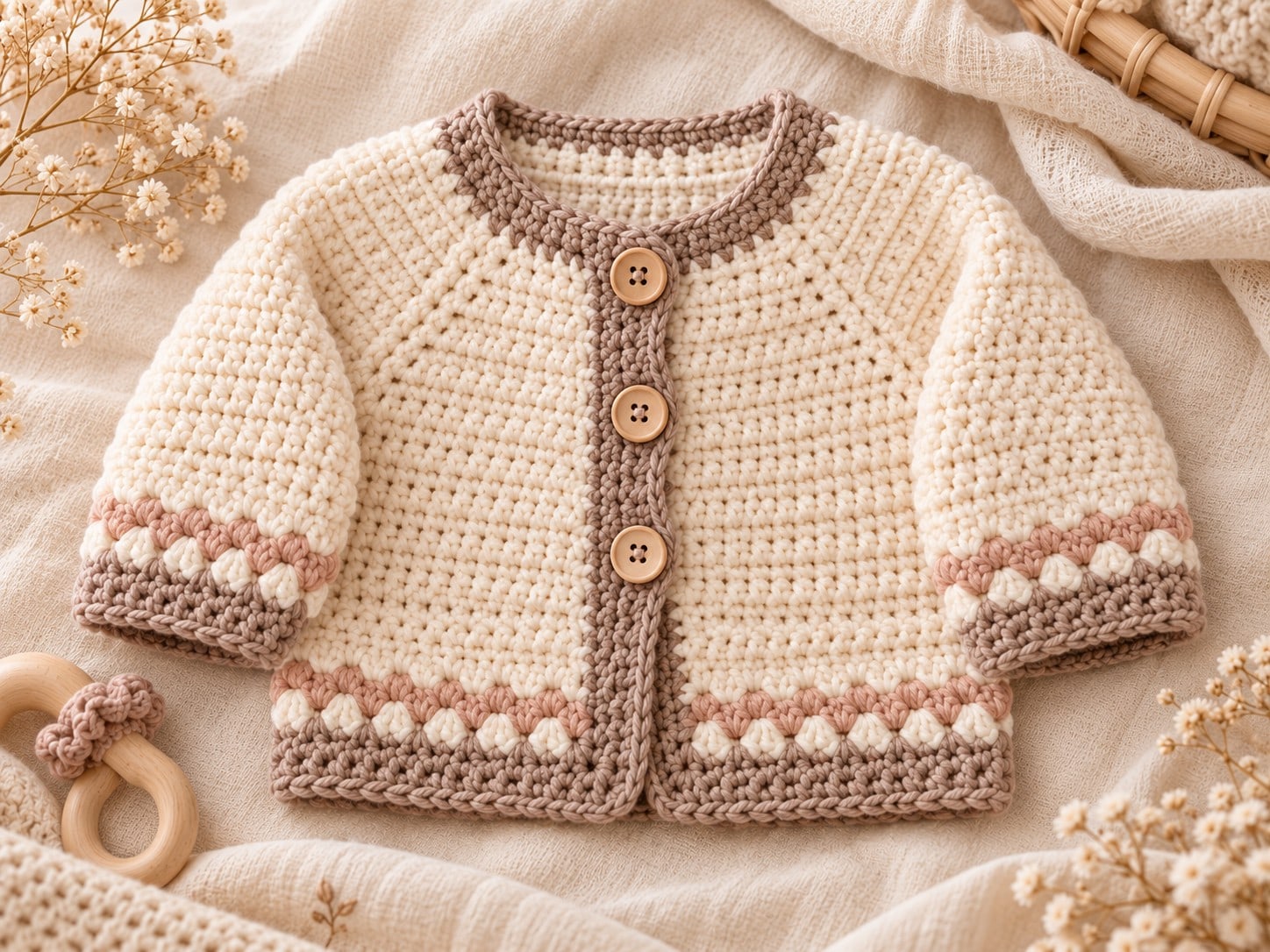 Finished Little Lamb baby cardigan