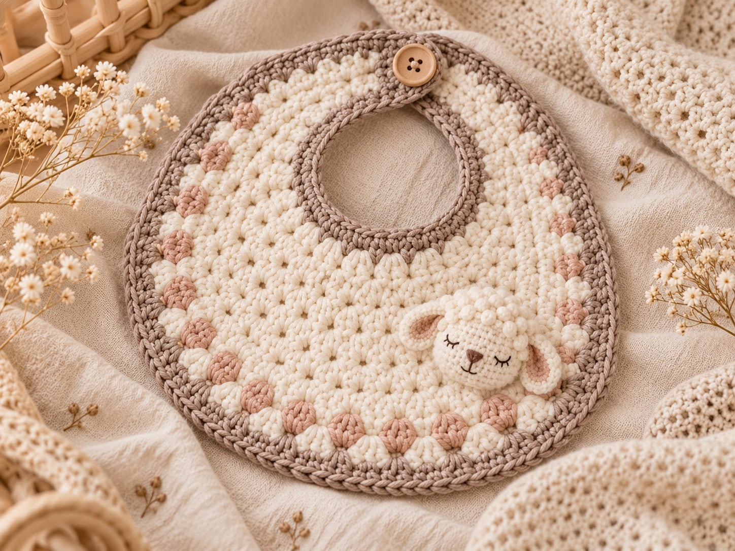 Finished Little Lamb baby bib