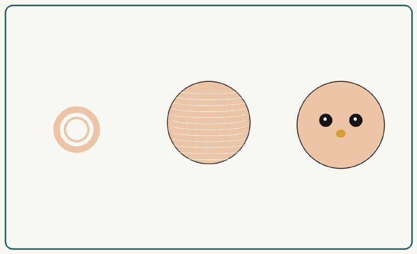 Santa step 1 — standard head rounds chart with stitch counts from magic ring to close