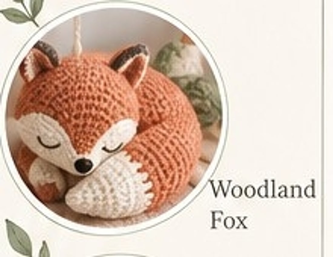 Curled woodland fox — compact sleeping curl with ivory tail tip