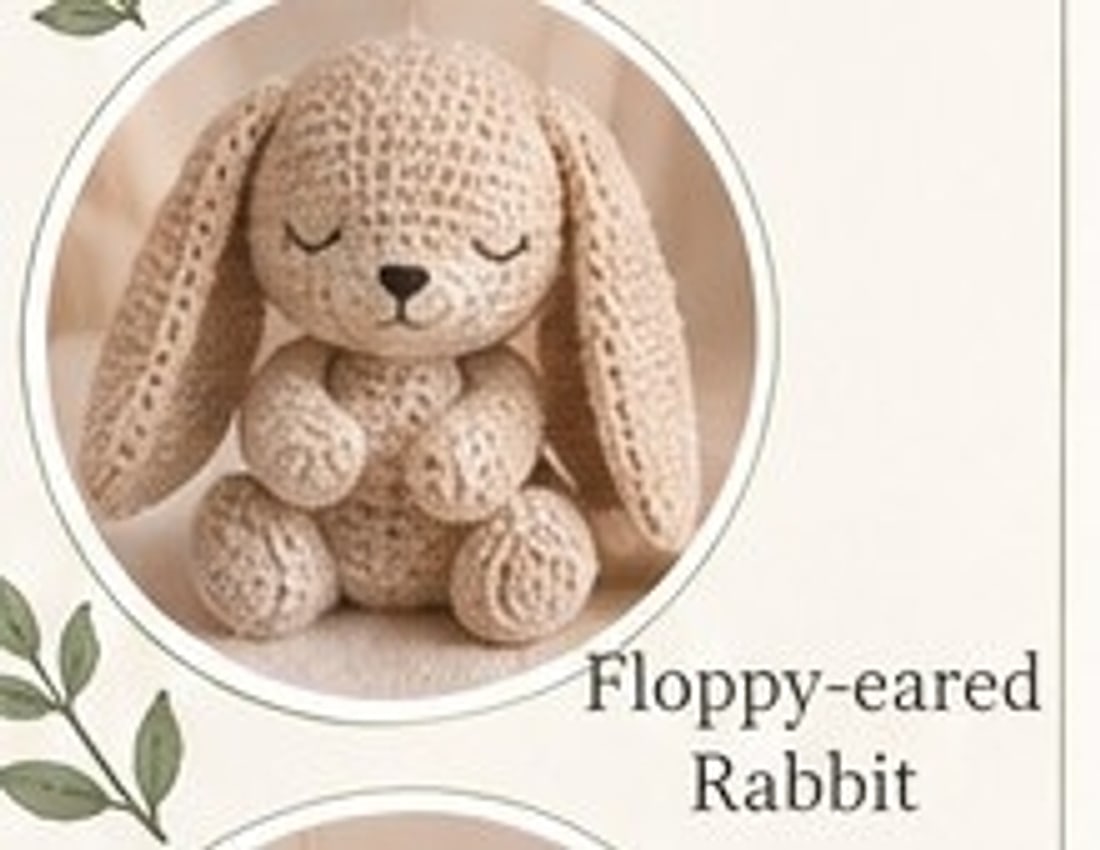 Floppy-eared rabbit — long flexible ears framing the head in a seated pose