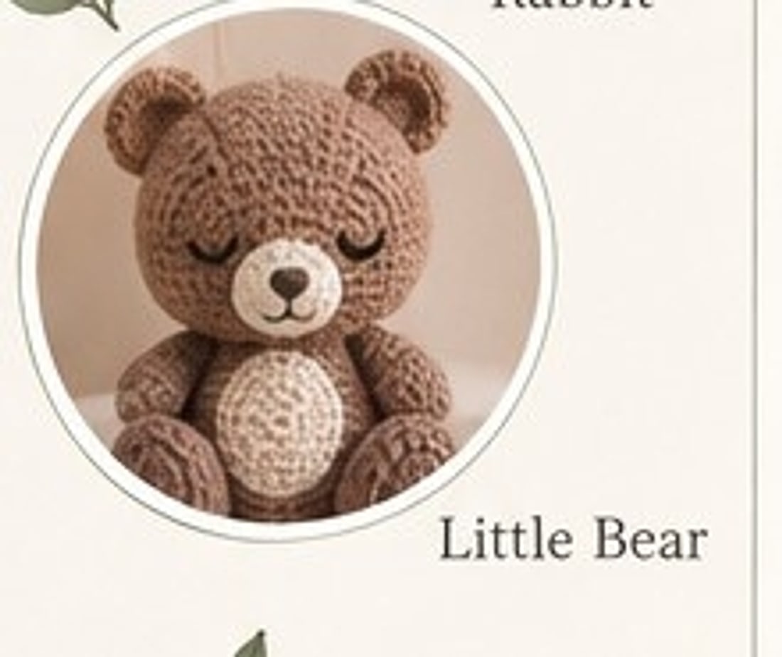 Tiny sitting bear — the most compact character, with a clear oatmeal muzzle and seated pose